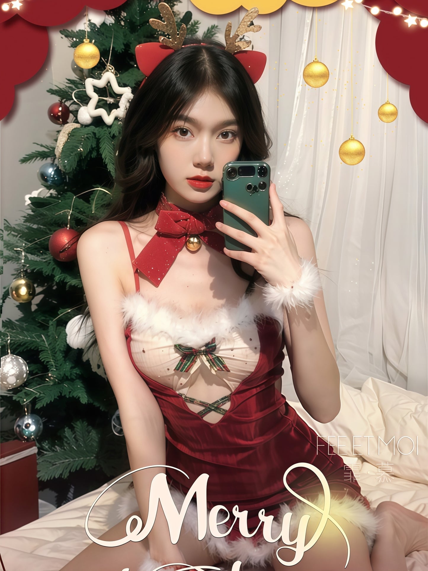 Christmas Maid Cosplay Costume Set #6709