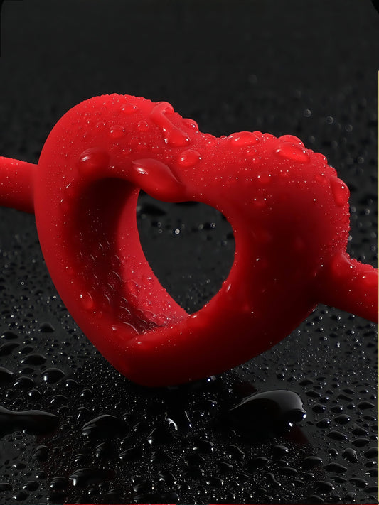 MizzZee  爱心镂空口球 开口领口透气PU皮革游戏球,男女皆宜,可调节肩带