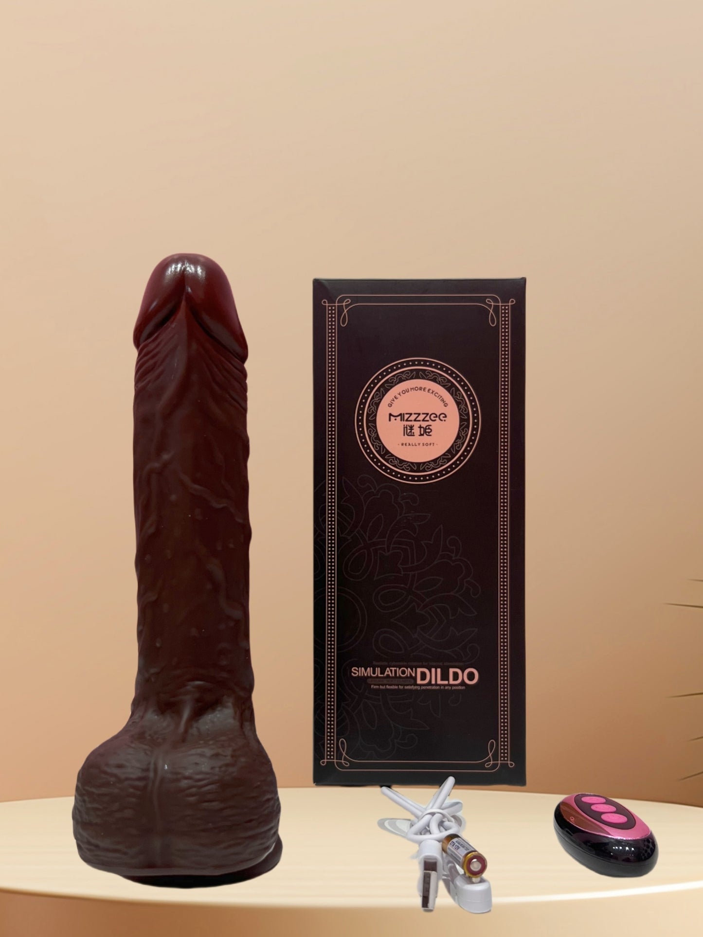 MizzZee Hulls Black Cordless Retractable Heated Dildo / Medium, Large