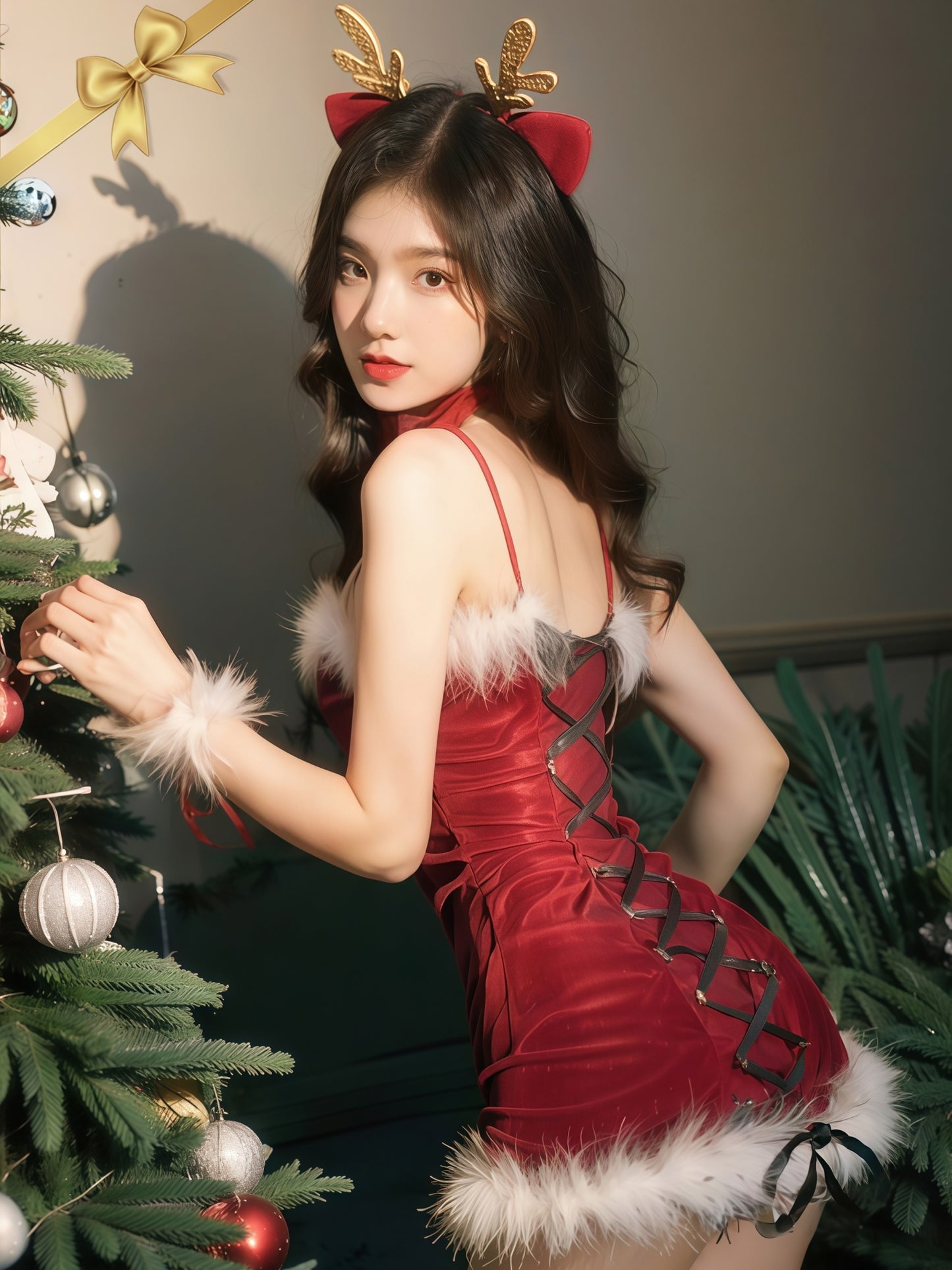 Christmas Maid Cosplay Costume Set #6709