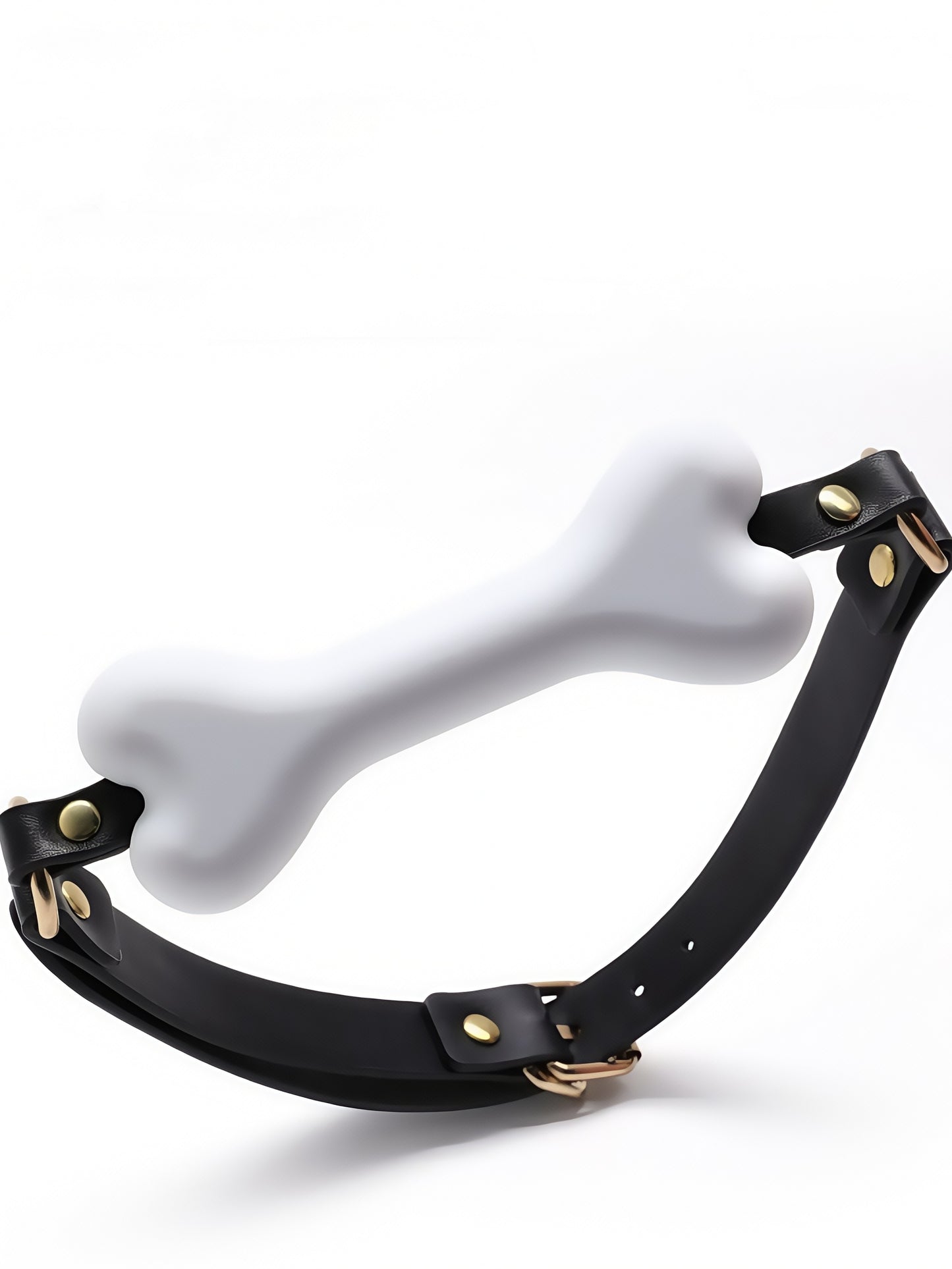 MizzZee Open Mouth Collar Open Breathable PU Leather Paly Ball for Women Men, Adjustable Strap, Dog Bone Gag