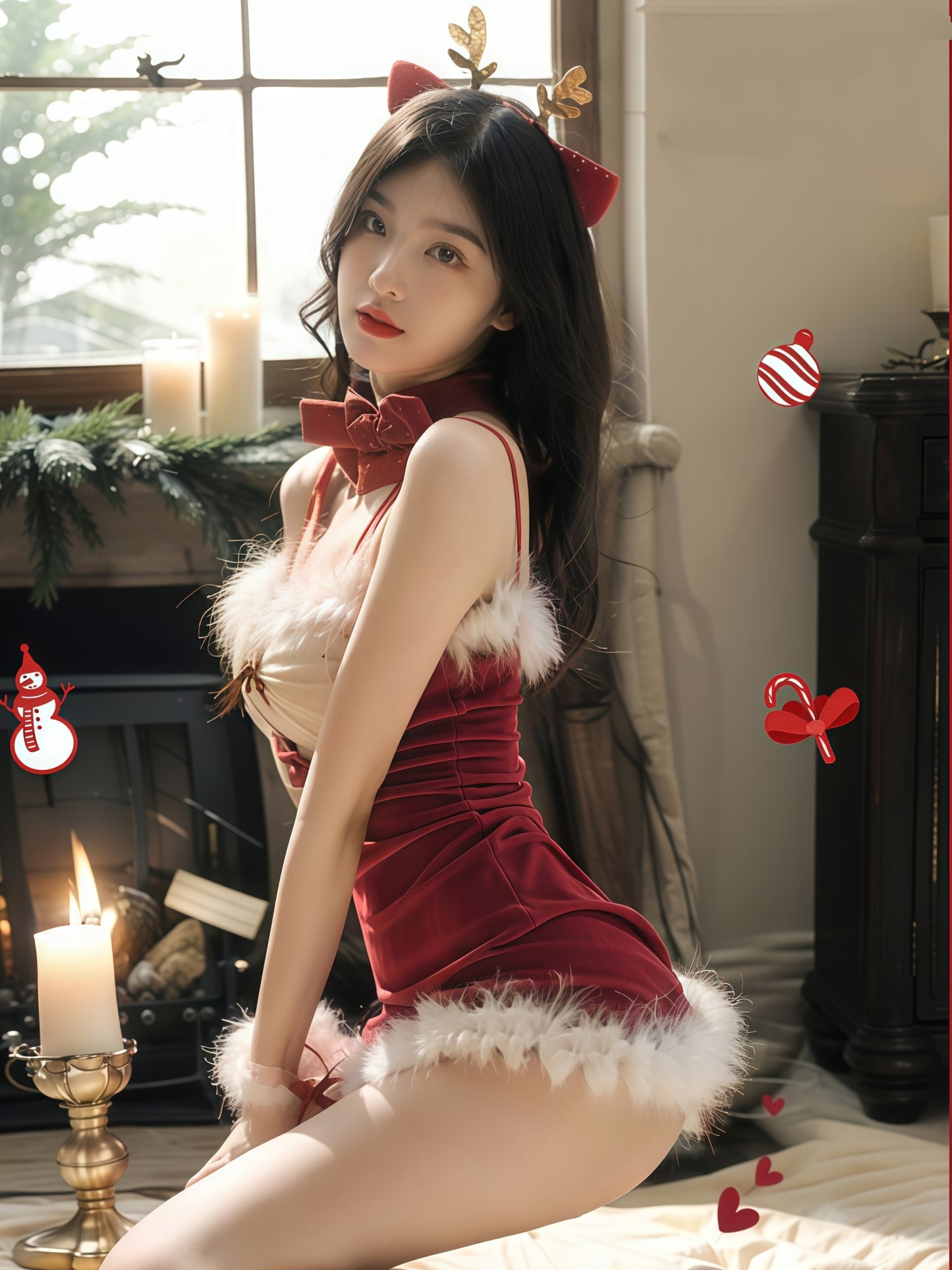 Christmas Maid Cosplay Costume Set #6709