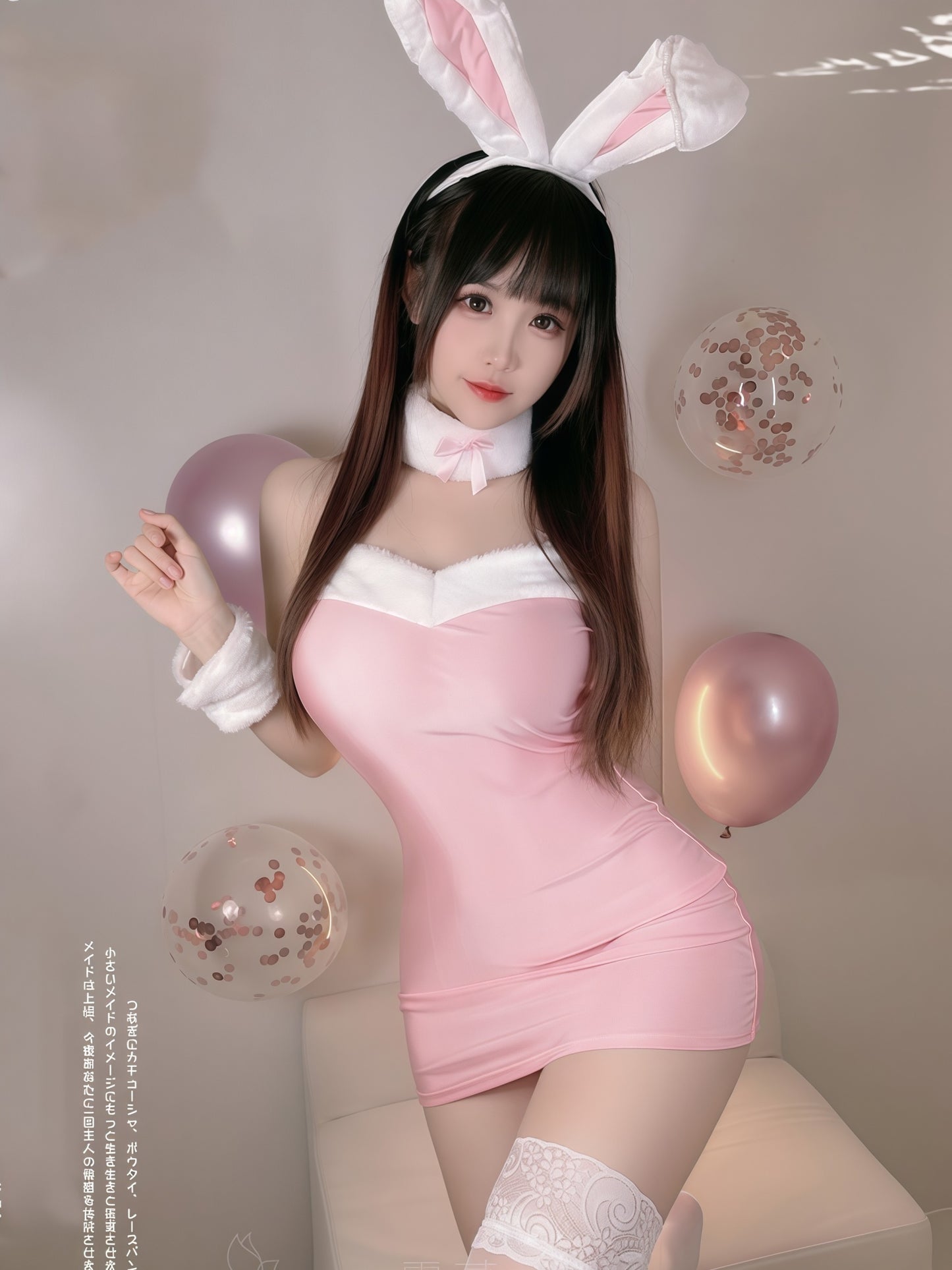 Sexy Cute Bunny Girl Costume Set #6990 Pink/Black