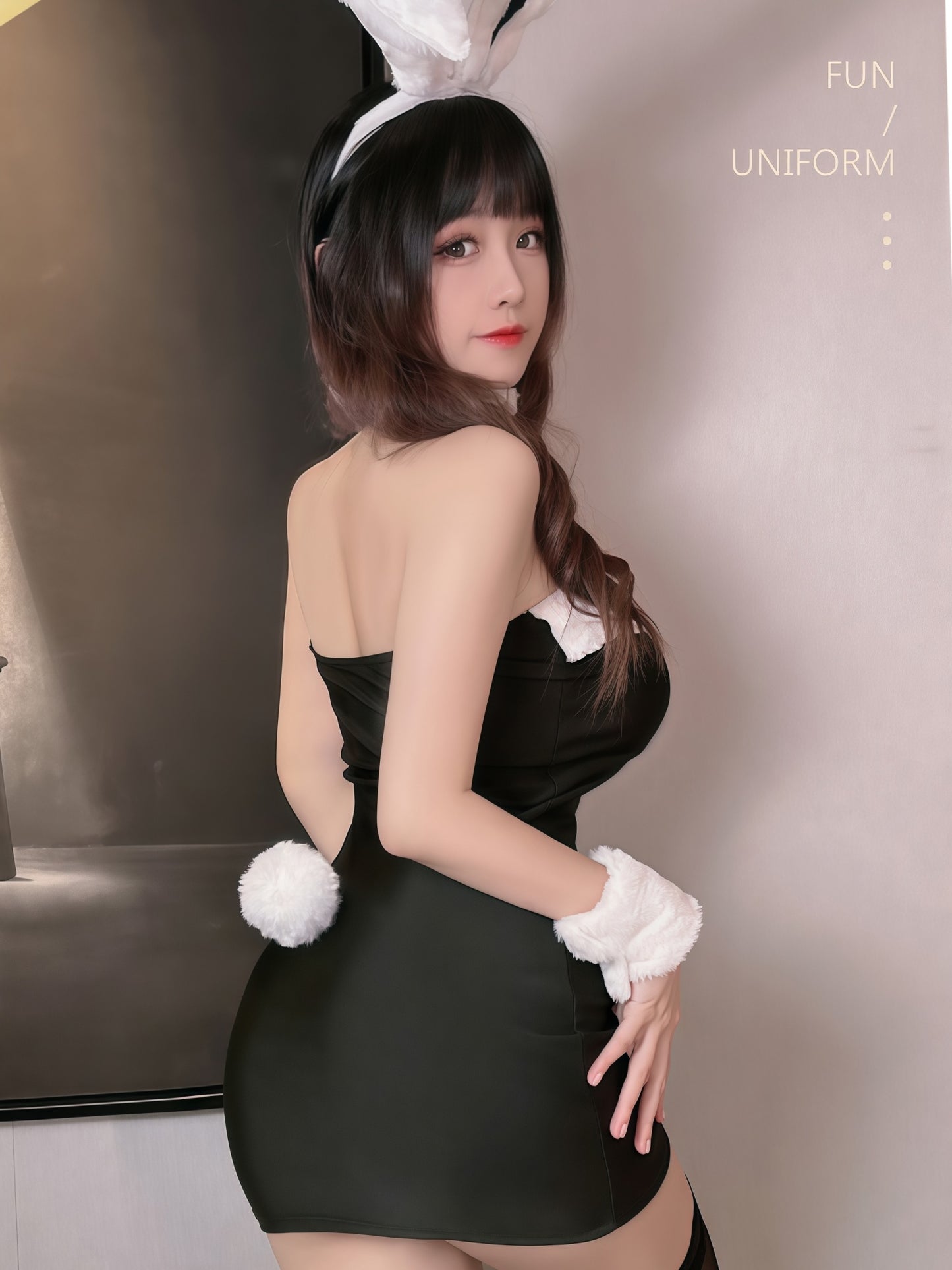 Sexy Cute Bunny Girl Costume Set #6990 Pink/Black
