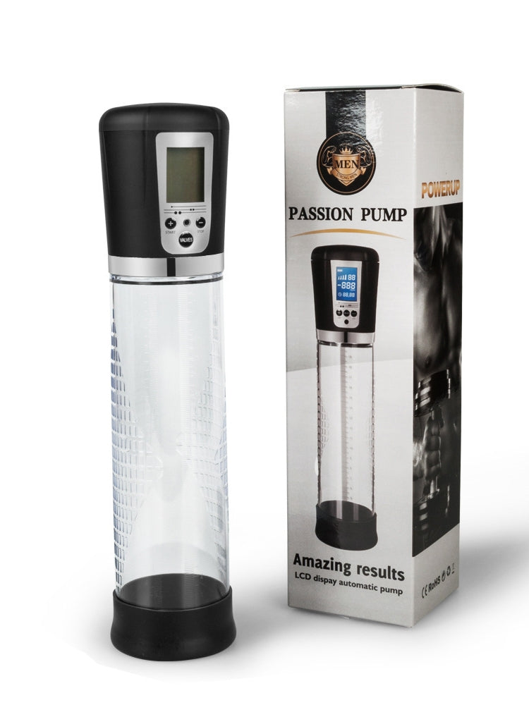 可充电电动自动高真空男士按摩泵工具带液晶屏显示,成人玩具男性气压装置,有效训练泵