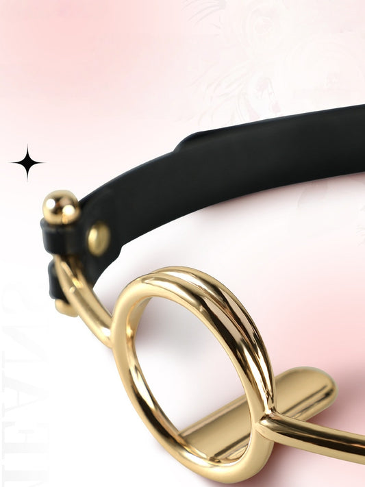 Metal Mouth Ring Tongue Pressing Pet Upturned Mouth Prop Leather With Mouth Circumference (Rose Gold)