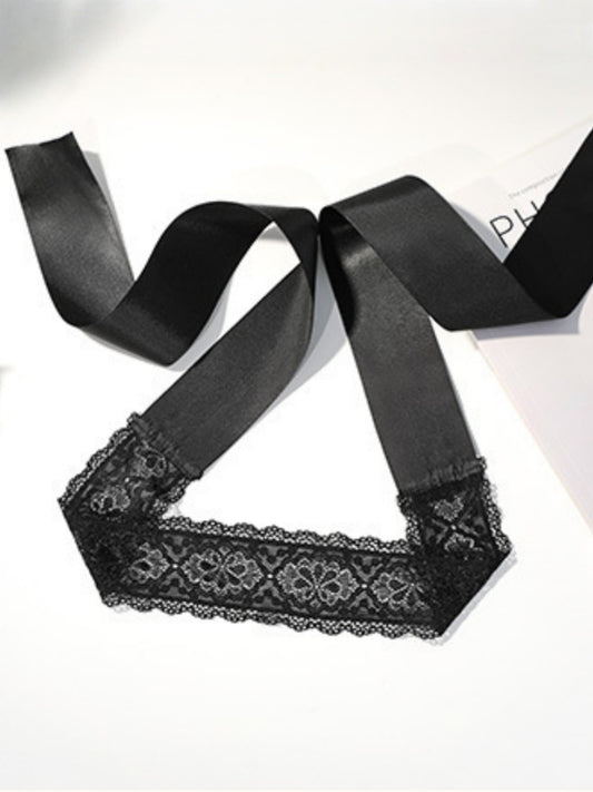 蕾丝化妆舞会面具/可调节眼罩万圣节角色扮演服装配饰情人节女士礼物(黑/白)