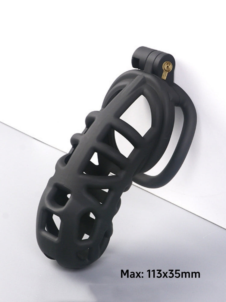Upgraded Mens Light weight Chastity Cage with 3 Sizes Rings, Male Comfortable Chastity Devices /Black