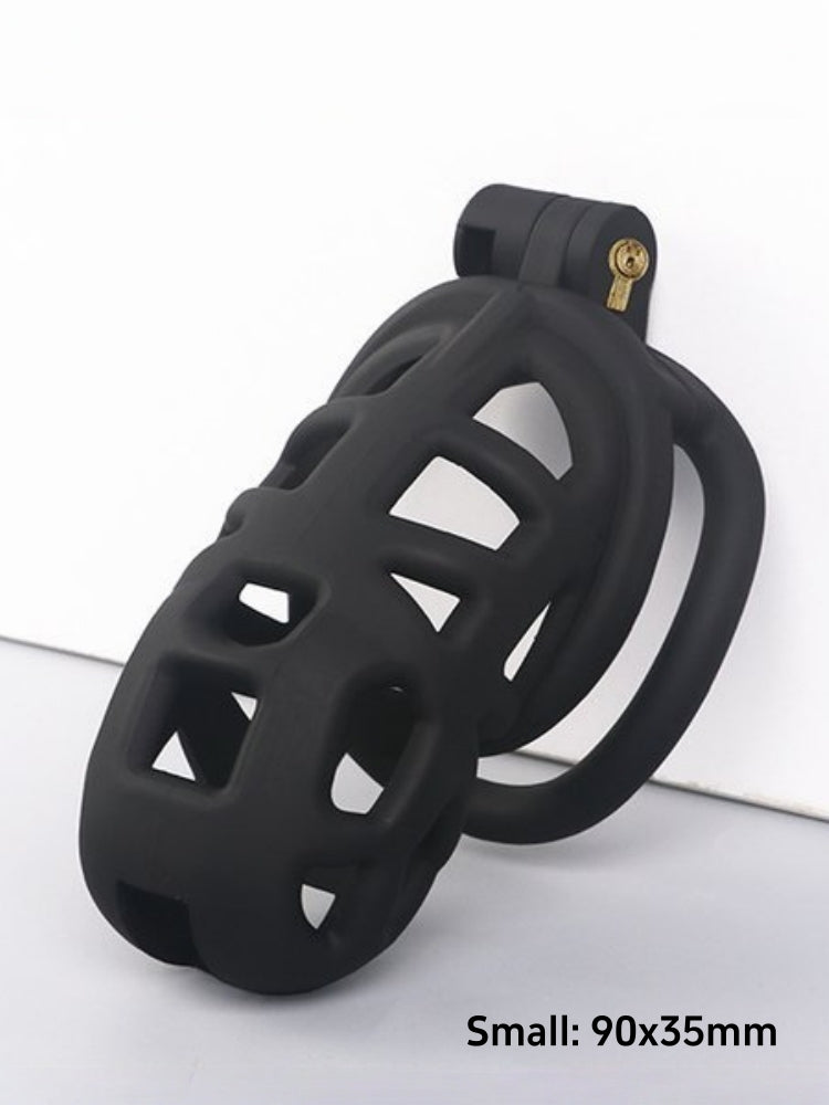 升级版3 种尺寸男士轻质贞操笼配4环男性舒适贞操装置/黑色