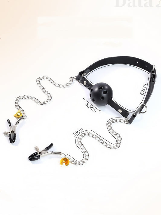 MizzZee Breast Clamp & Mouth Plug - Double Breast Stimulation Sex Toy