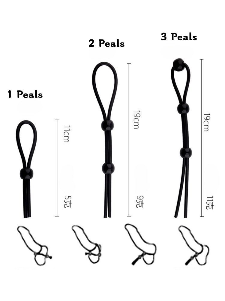 全新硅胶阴茎环套装勃起增强套装黑色，柔软有弹性便携式阴茎环套装（2颗珠 / 3颗珠）