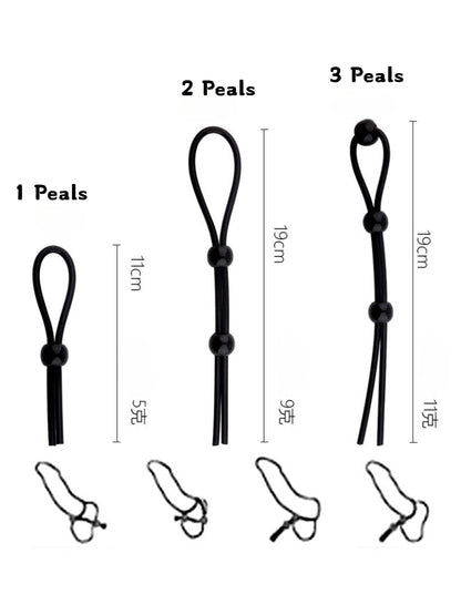 全新硅胶阴茎环套装勃起增强套装黑色，柔软有弹性便携式阴茎环套装（2颗珠 / 3颗珠）