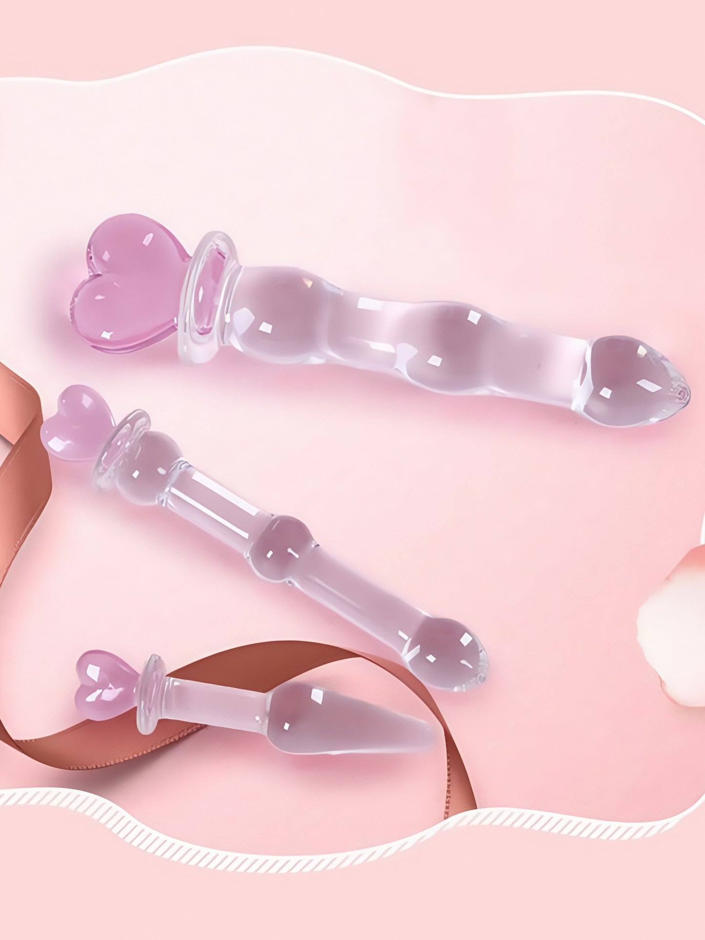 MizzZee Love Wand Crystal Dildo with Anal Beads - Toy for Couples Play