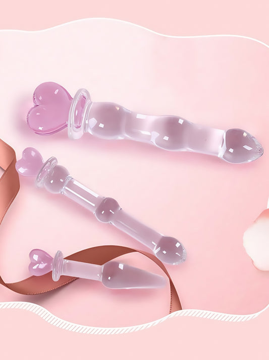 MizzZee Love Wand Crystal Dildo with Anal Beads - Toy for Couples Play