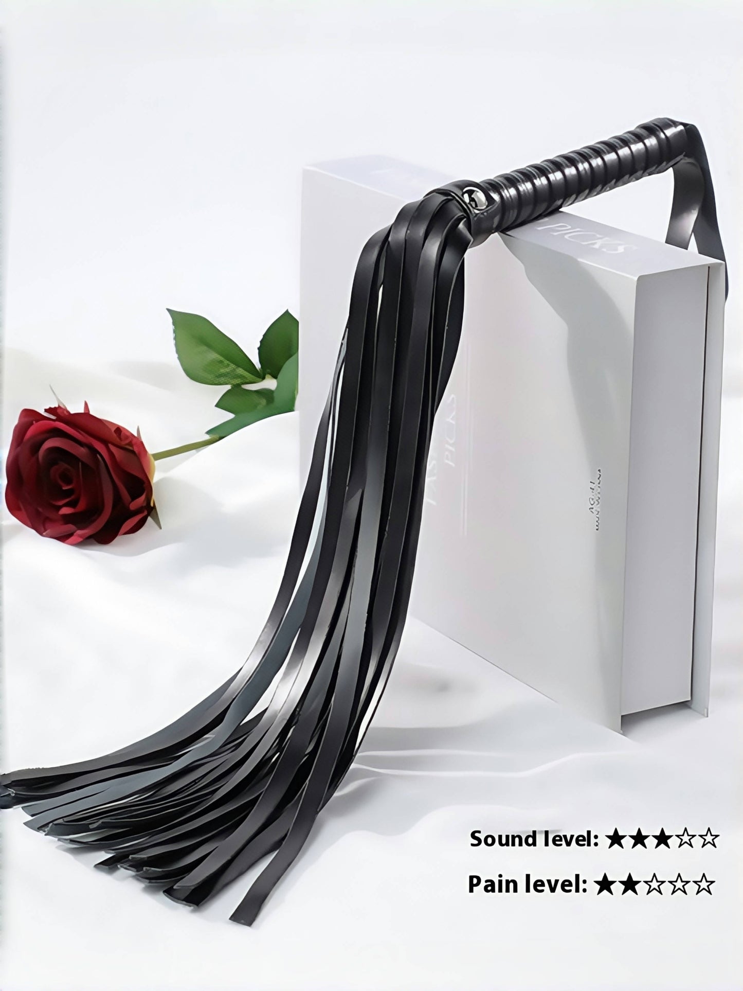 MizzZee Tasseled Leather Whip  Black/Red/White