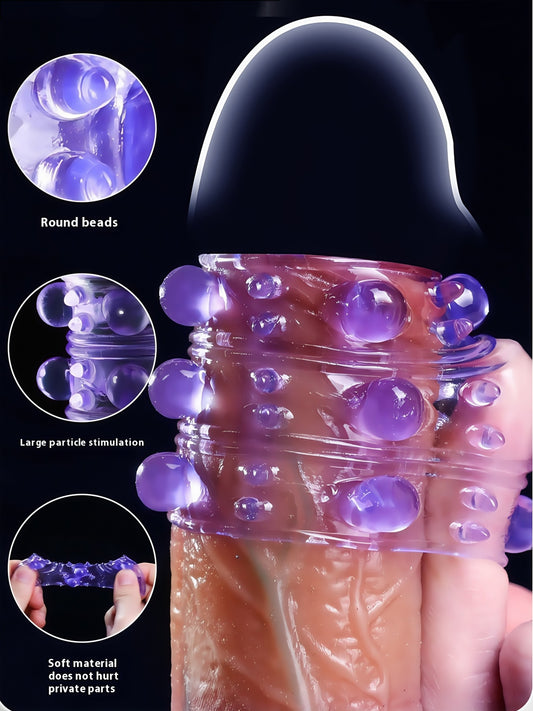 MizzZee Penis Beads Ring Set - Textured Cock Ring with Massage Balls for Enhanced Pleasure