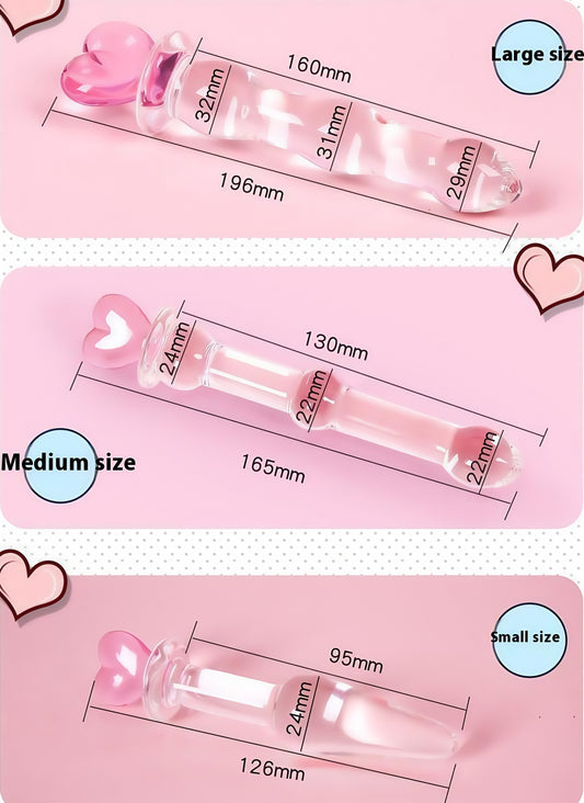 MizzZee Love Wand Crystal Dildo with Anal Beads - Toy for Couples Play