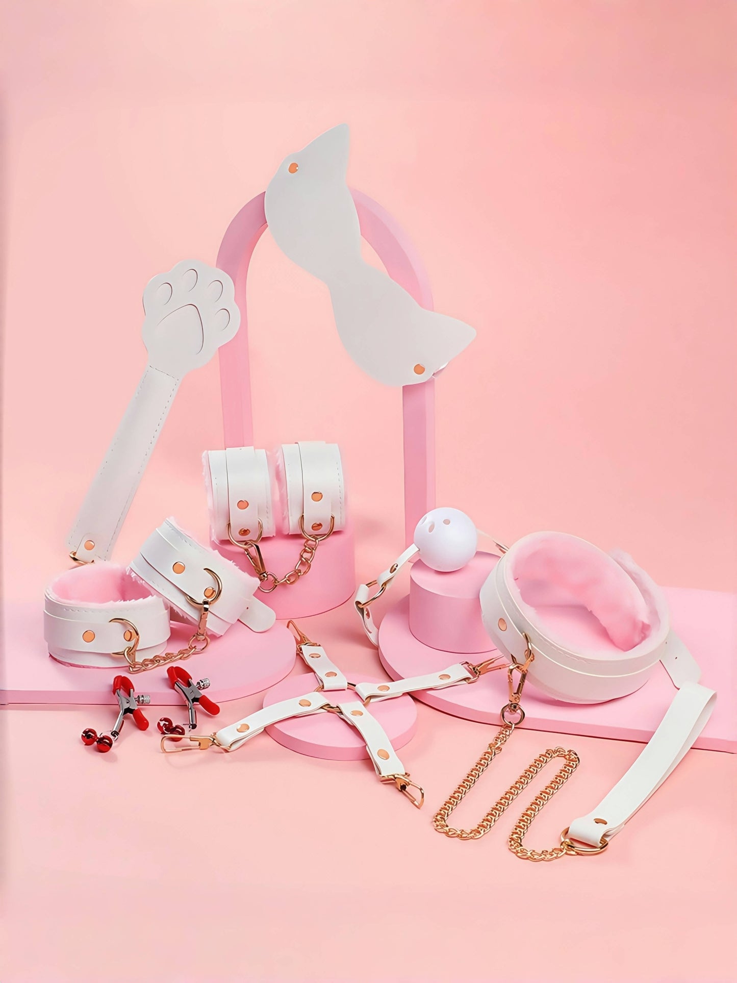 MizzZee Luxury Pink & White Bondage Restraint Set