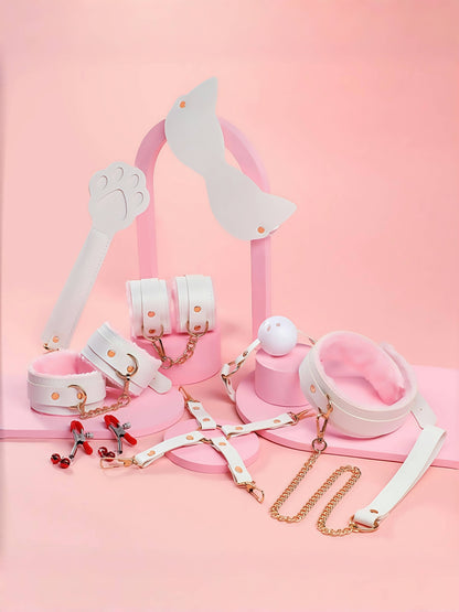 MizzZee Luxury Pink & White Bondage Restraint Set
