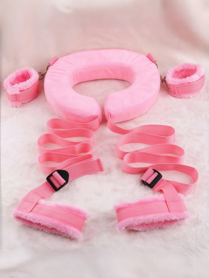 MizzZee Restraints Sex Toys, Bed Restraints Kit with Soft U-Shaped Pillow & Handcuffs Neck to Ankle, Sex Straps Adjustable Cuffs BDSM Toys for Couples Sex Bondage Restraints Set