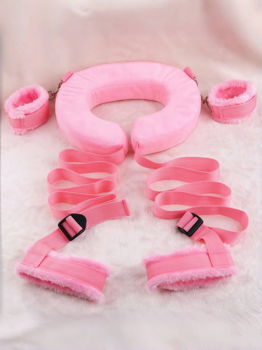 MizzZee Restraints Sex Toys, Bed Restraints Kit with Soft U-Shaped Pillow & Handcuffs Neck to Ankle, Sex Straps Adjustable Cuffs BDSM Toys for Couples Sex Bondage Restraints Set
