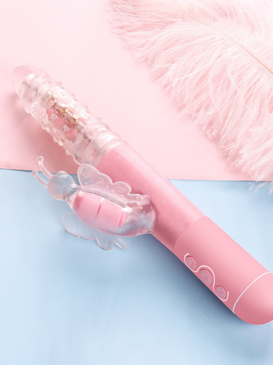MizzZee Butterfly Bead Vibrator Sex Relaxing Stimulator Toy Powerful 12 Modes Rechargeable Automatic Electric Machine Gifts for Couples