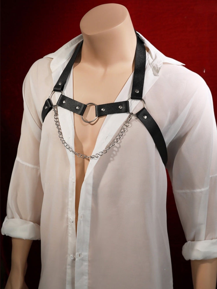 Men's Subculture Ascetic Punk Restraint Suspender Lingerie Accessory Sexy Metal Halter Neckband #7658
