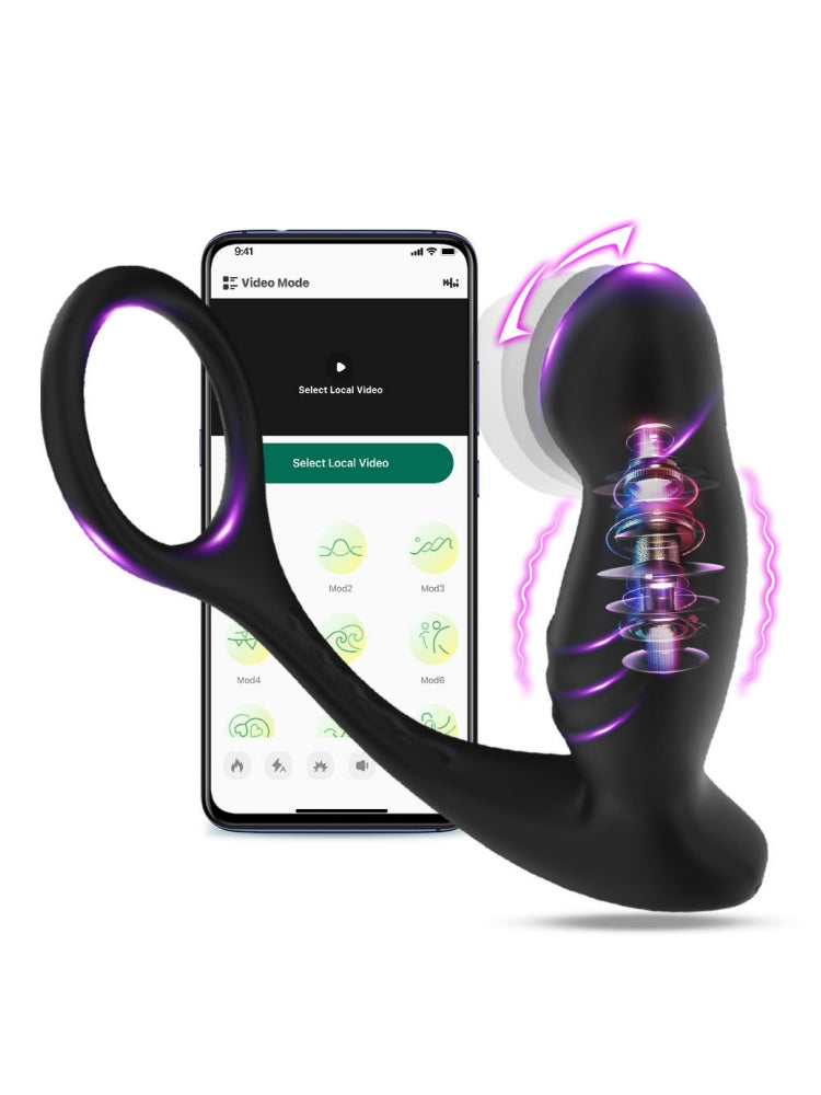 Adult Male Sex Toys APP Controlfor Men's Sex – Anal Prostate Massager with Dual Cock Ring, Vibrating Butt Plug Anal Beads Vibrating Modes G Spot Vibrator