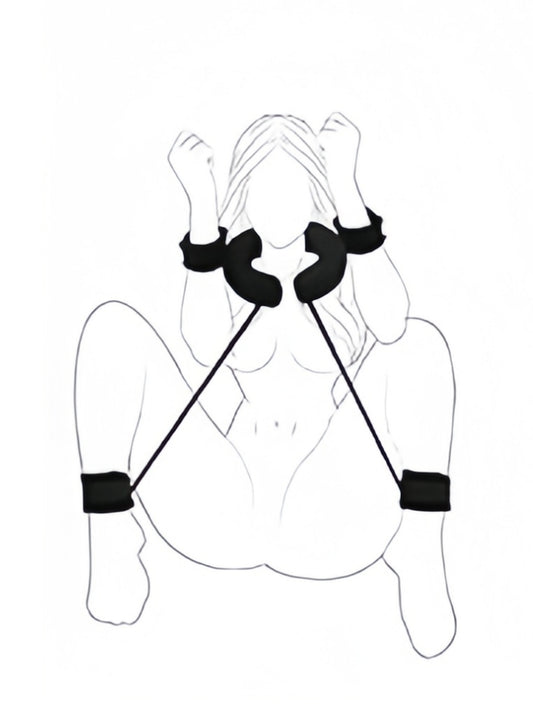 MizzZee Restraints Sex Toys, Bed Restraints Kit with Soft U-Shaped Pillow & Handcuffs Neck to Ankle, Sex Straps Adjustable Cuffs BDSM Toys for Couples Sex Bondage Restraints Set