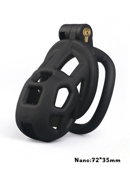 Upgraded Mens Light weight Chastity Cage with 3 Sizes Rings, Male Comfortable Chastity Devices /Black