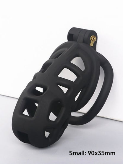 升级版3 种尺寸男士轻质贞操笼配4环男性舒适贞操装置/黑色